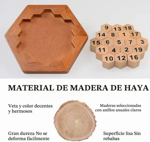 Vista 6 de KINGOU Rompecabezas de madera Lógica Rompecabezas de números de juguete intelectual