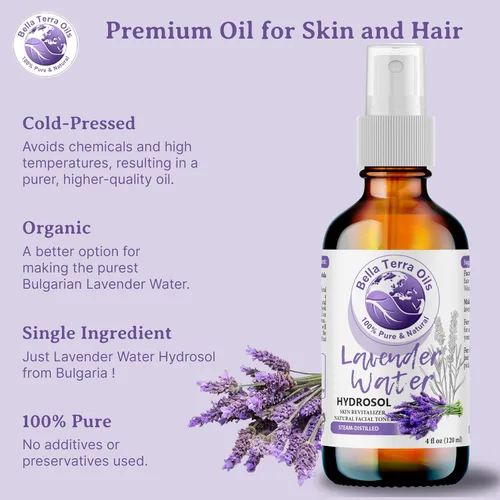 Vista 8 de Bella Terra Oils - Spray de agua de lavanda de 8 onzas - Perfección destilada al vapor, repleta de vitamina K y omega-9, eleva tu rutina