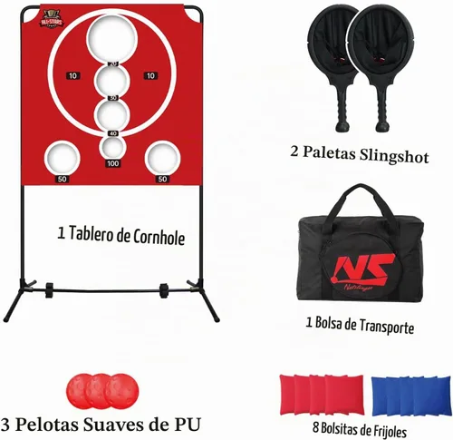 Vista 8 de BACKYARD ALL-STARS Juego de tablero de cornhole estilo arcade, juego de Cornhole de plástico negro para 1-2 jugadores, juego de cornhole portátil