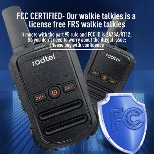 Vista 4 de Radtel RT12 Walkie Talkies para adultos recargable, paquete de 2 unidades, radio bidireccional FRS de mano de largo alcance de 16 canales, manos