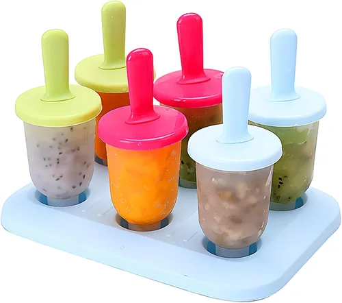 Vista 12 de 6 moldes para paletas de hielo, moldes de paletas con palos, para paletas de helado de bricolaje (azul, largo)