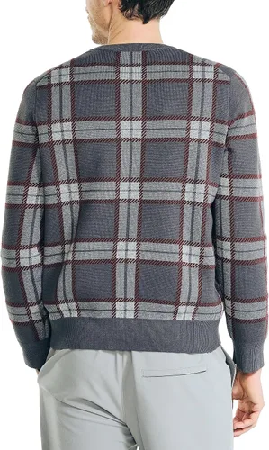 Vista 2 de Nautica Suéter de cuello redondo jacquard a cuadros Navtech para hombre
