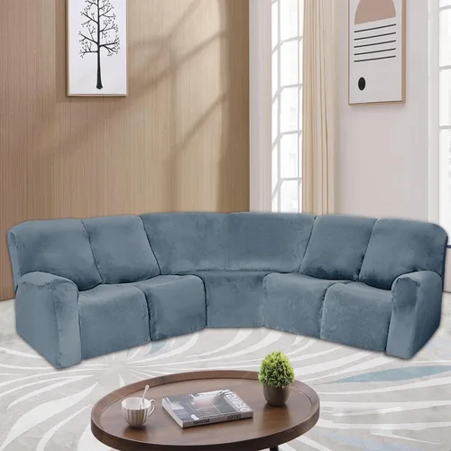 Vista 8 de ele ELEOPTION Funda reclinable modular de 5 plazas, 7 piezas, fundas para sofá reclinable en forma de L, protector de muebles, grueso, suave, Gris