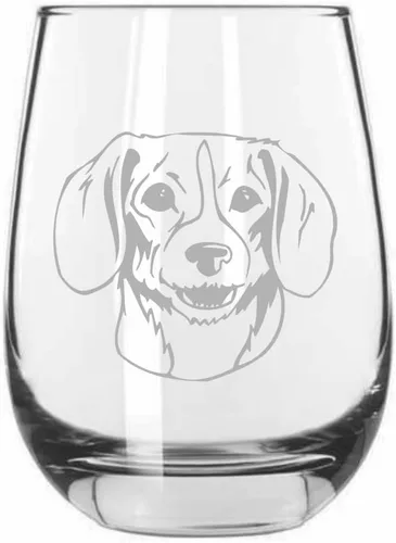 Vista 311 de Shar Pei (chino) - Vaso de vino sin tallo grabado para perro, 15.25 onzas