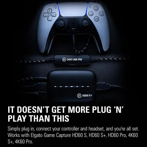 Vista 3 de Elgato Chat Link Pro - Adaptador de audio para PS5 PS4 Nintendo Switch captura chat de voz sonido de juego cable extra largo