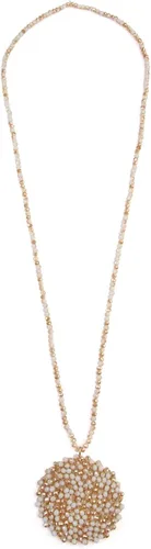 Vista 3 de RIAH FASHION Collar largo con dije de cuentas bohemias, cuentas de cristal brillante, disco trenzado bohemio con alambre redondo, lágrima, piedra