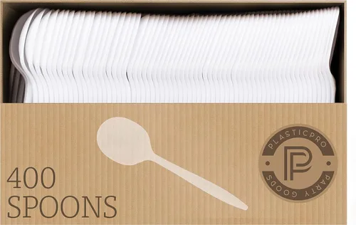 Vista 7 de Plasticpro Cubertería 800 cucharas de sopa de plástico desechables blancas de peso medio
