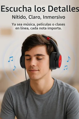 Vista 2 de ADOOPE Auriculares con cable USB C de diadema con micrófono, sonido estéreo de alta fidelidad, almohadillas aislantes de ruido, ajuste cómodo