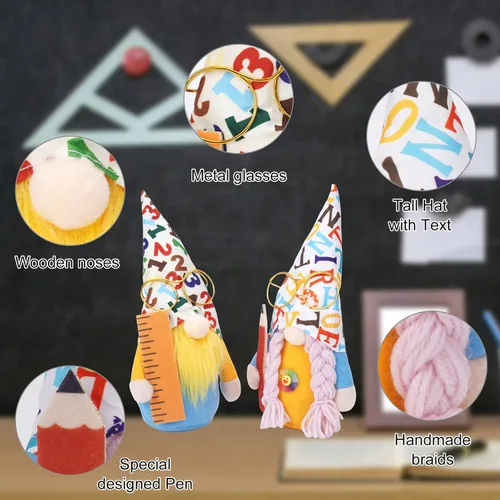 Vista 5 de WOKEISE Decoración de regreso a clases, gnomos de felpa, regalos de agradecimiento para profesores, regalo de graduación, gnomo sueco hecho a mano