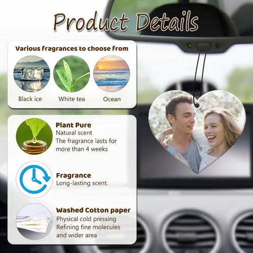 Vista 3 de Accesorios de Decoración Colgante para Auto con Foto Personalizada, Ornamento Ambientador de Auto con Imagen Personalizada de Doble Cara, Dijes