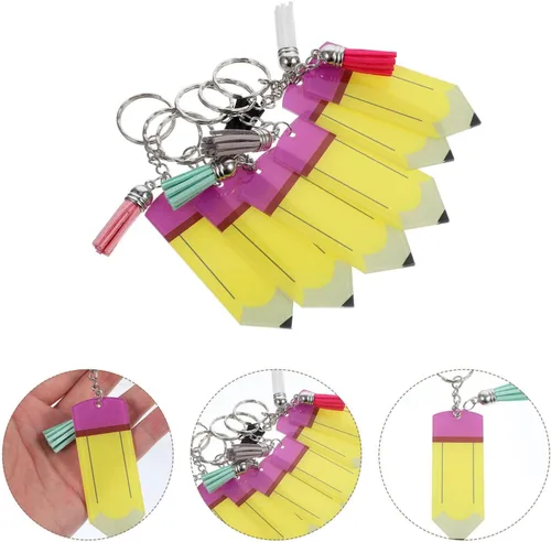 Vista 8 de EXCEART 6 llaveros con borlas en blanco para manualidades, regalos de mujer, llavero de dibujos animados, llavero de borla, llavero de borla