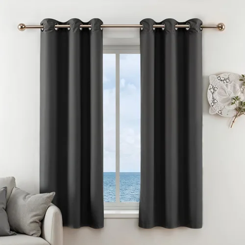Vista 17 de Simple Deluxe 2 cortinas de cocina a cuadros de búfalo, cortinas cortas a cuadros para ventanas de media cafetería, 26 pulgadas de ancho x 36 Negro