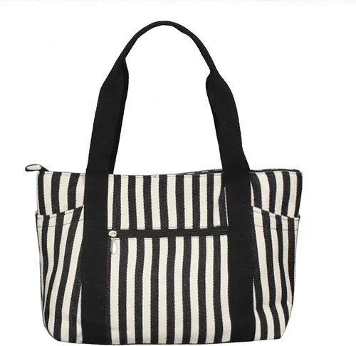 Vista 2 de Lavogel - Bolso de lona a rayas con asa superior para mujer