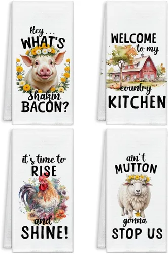 Vista 7 de Juego de 4 toallas de cocina para mujeres y hombres, toallas de mano para perros, toallas de cocina para hornear, regalos para amantes