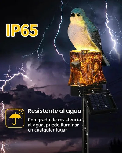 Vista 3 de iStatue - Estaca de iluminación solar decorativa para jardín con forma de pájaro, figura de animal lindo impermeable al aire libre, luces