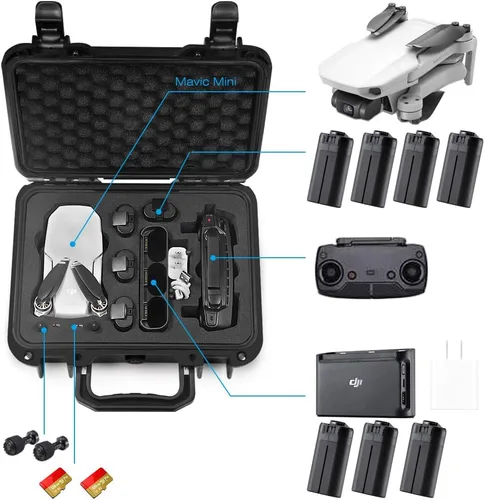 Vista 2 de Lekufee Funda rígida impermeable portátil para accesorios DJI Mavic Mini y SE (solo funda, no para Mini 4k/2/3/4)