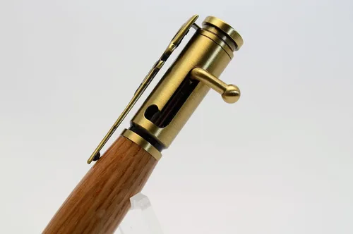 Vista 4 de Whiskey Barrel Bolt Action Bullet Pen in Antique Brass Finish with Velvet Pouch