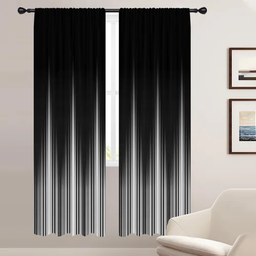 Vista 27 de Coxila Cortinas 100% opacas en negro y beige de 42 x 63 pulgadas, cortinas góticas degradadas con aislamiento térmico para dormitorio