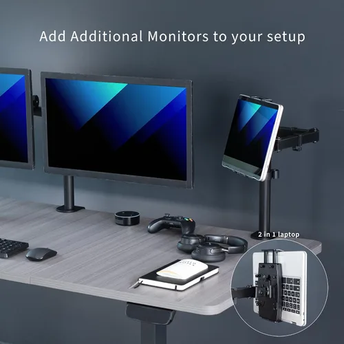 Vista 4 de VIVO Soporte universal de escritorio para tableta, adaptador de brazo único para portátiles 2 en 1, soporta monitores portátiles de hasta 15.6