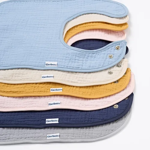 Vista 2 de Baberos unisex para bebé de muselina Gerber, pack de 8 para babeo
