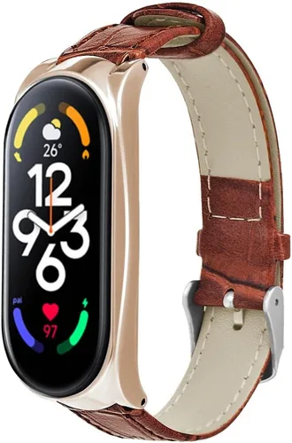 Vista 6 de Correa deportiva compatible con Xiaomi Mi Band 7, correa de reloj de cuero KangPlus suave de repuesto, correa deportiva ajustable y cómoda