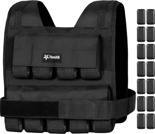 Vista 9 de Yes4All - Chaleco con peso ajustable de 11 a 32 libras con tira reflectante, chaleco de peso grande para entrenamiento de fuerza para hombres