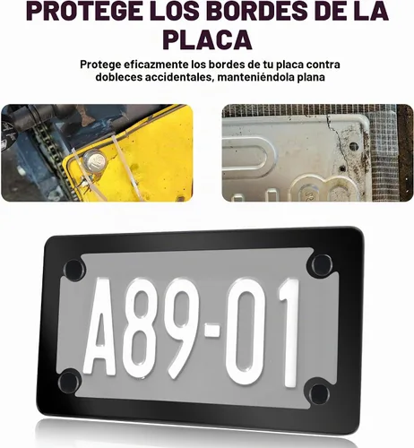 Vista 5 de Kit de marcos para matrícula de motocicleta, soporte de marco de matrícula de motocicleta de acero inoxidable con patrón de fibra de carbono