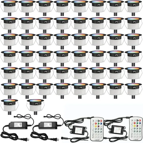 Vista 20 de FVTLED Kit de luces LED para cubierta, 20 piezas Φ1.22 D31 WiFi control de teléfono inteligente de bajo voltaje empotrado RGBW iluminación de Rgbw