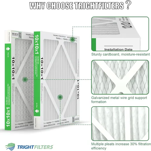 Vista 5 de TRIGHTFILTERS - 6 filtros de aire de 10x10x1, filtros plisados MERV 8 duraderos para hogar HVAC AC, filtros de aire acondicionado compactos