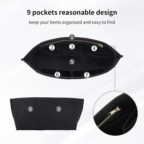 Vista 3 de Organizador de fieltro para bolso, organizador de bolsas adecuado para Speedy 35 Neverfull MM y organizador de base para bolsa de mano múltiples
