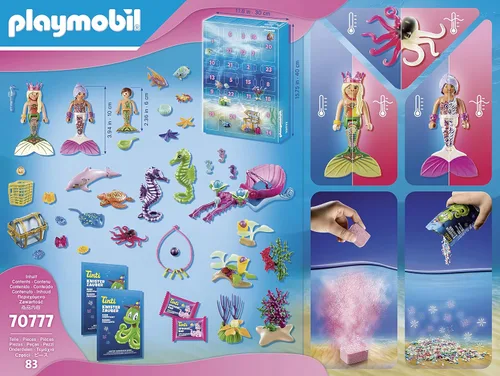 Vista 3 de Playmobil 70777 Calendario de Adviento para el baño, sirenas mágicas, divertido juego de rol imaginativo, juegos adecuados para niños a partir de 4