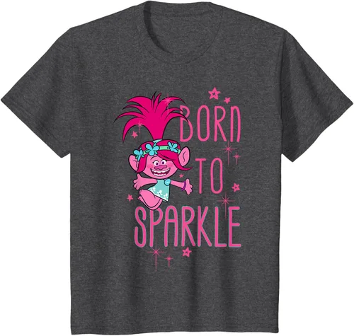 Vista 37 de DreamWorks Trolls Camiseta Born to Sparkle Negro