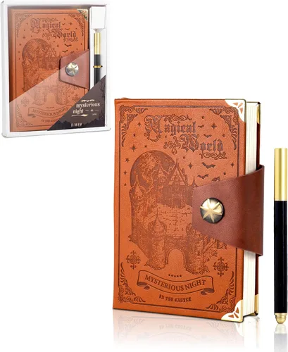 Vista 11 de CAGIE Juego de regalo de diario de cuero verde con bolígrafo