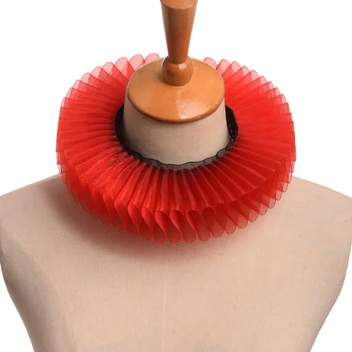 Vista 29 de GRACEART Elizabethan Dickens Ruff Cuello Payaso Collar Elizabeth Muñeca Ruffs Ruffle Cuff Bandas