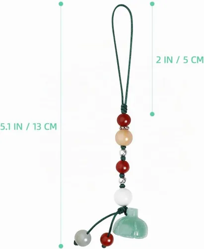 Vista 2 de Hemobllo Abalorio para teléfono – Jade Lotus Phone Charm Strap Agate Mobile Phone Pendant Decorativo Teléfono Celular Accesorios para Llavero