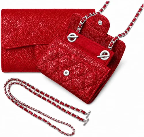 Vista 36 de Kit de conversión de tarjetero para inserto de billetera con solapa pequeña y correa de cadena, billetera pequeña clásica en cadena, kit convertidor
