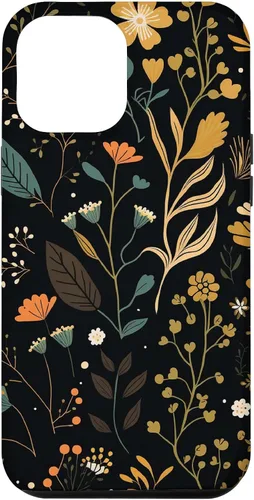Vista 26 de Floral Aesthetic Simple Boho Modern Botanical Flowers Black Case for iPhone 17