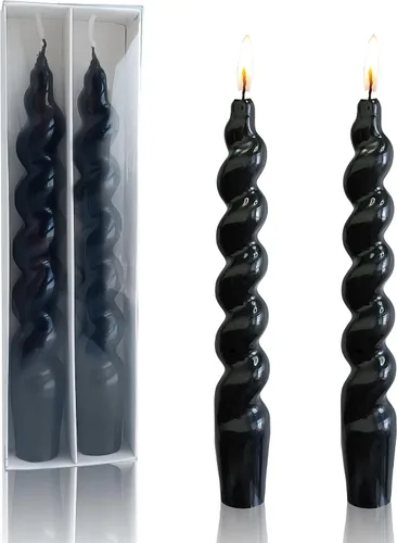 Vista 34 de Candelabros en espiral verde y velas cónicas verdes - Gedengni 7.5 pulgadas Velas cónicas cortas y encantadoras con diseño retorcido, velas sin