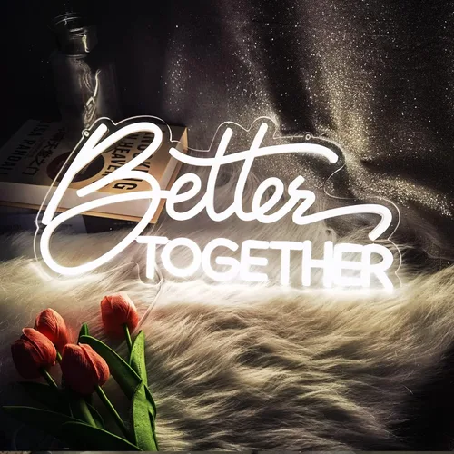 Vista 9 de Letrero de neón Better Together, con regulable, blanco cálido, decoración de pared de neón, utilizado para decoración de fiestas de cumpleaños