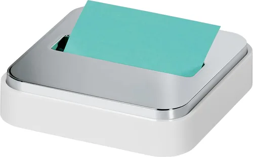Vista 3 de Dispensador de notas adhesivas Post-it para notas de 3 x 3 pulgadas, base blanca con parte superior de acero