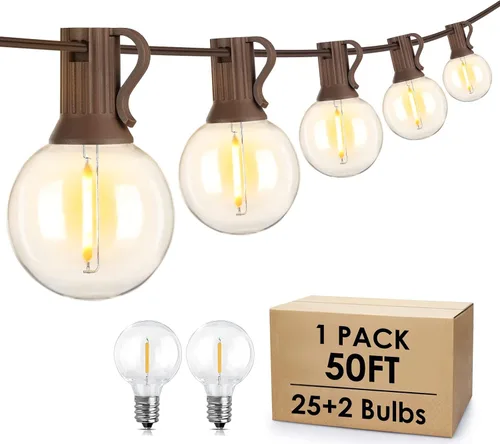 Vista 11 de Mlambert - Cadena de luces para exteriores de 50 pies, luces de globo G40 para patio con 25+2 bombillas LED impermeables y a prueba de roturas