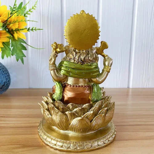 Vista 6 de Figura de ídolo hindú de resina de 6.3 pulgadas de alto, estatua de ídolo, elefante, Dios Ganpati, para el hogar, templo, mandir, altar, santuario