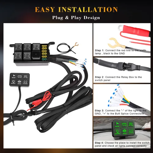 Vista 3 de Panel de interruptor de 6 bandas, Niking Auto Caja universal de control de circuito sistema de relé de interruptor de botón de encendido y apagado
