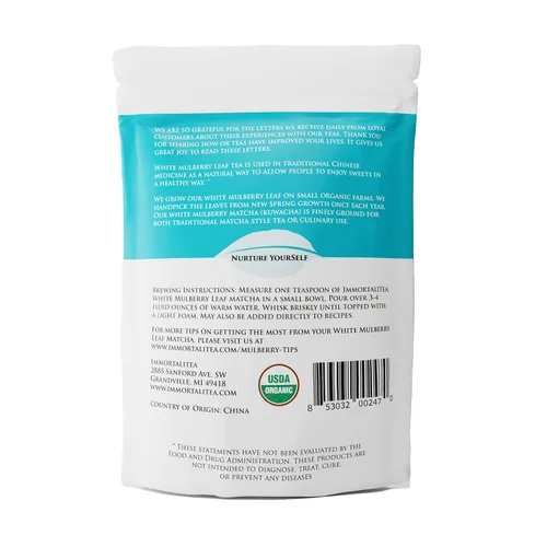 Vista 2 de White Mulberry Matcha – Polvo orgánico de hojas de Morus Alba USDA – Té herabal sin cafeína – 3.5 onzas