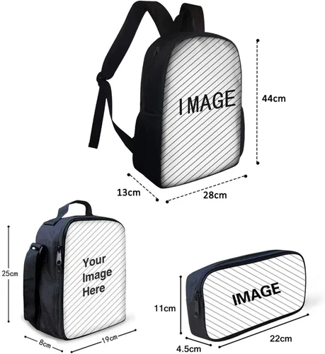 Vista 2 de Bulopur Bolsas escolares de fútbol, juego de 3 piezas para adolescentes, niños y niñas, lonchera de fútbol Blue Lightning para escuela primaria