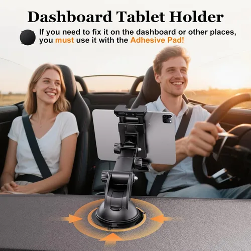 Vista 4 de OHLPRO Soporte para tablet para tablero de automóvil [soporte de ventosa] escritorio de pared para parabrisas, soporte ajustable para iPad mini Air