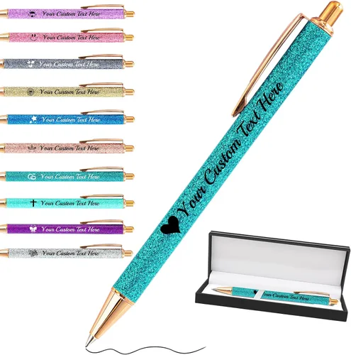 Vista 9 de Bolígrafos personalizados con purpurina con nombre a granel, 10 unidades, bolígrafos personalizados con punta de lápiz digital para mujeres y niñas