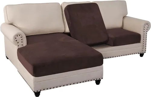 Vista 41 de PrinceDeco Fundas de cojín para sofá, funda elástica y lavable, funda de cojín ajustable de tela de terciopelo antideslizante, protector de muebles