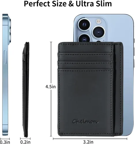 Vista 25 de Cartera Chelmon Slim RFID - Cartera de bolsillo frontal minimalista para tarjetas de crédito delgadas