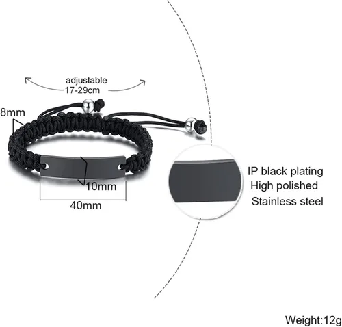 Vista 3 de MPRAINBOW Pulsera personalizada con código morse Pulsera trenzada ajustable hecha a mano con mensaje secreto para hombres, mujeres, mamá, papá